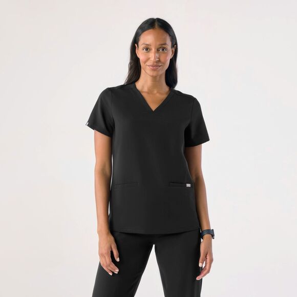 Figs Tops - Figs Casma Three Pocket Scrub Top Womens Medium Black Uniform Technical